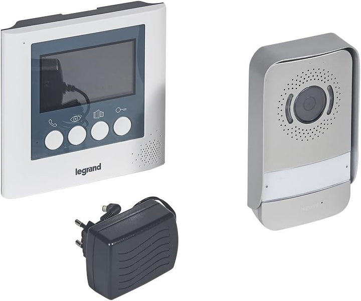 Legrand, Video-Türsprechanlage mit 2-Draht-Anschluss, 4,3 Zoll Farbmonitor und Weitwinkelkamera, 1-/