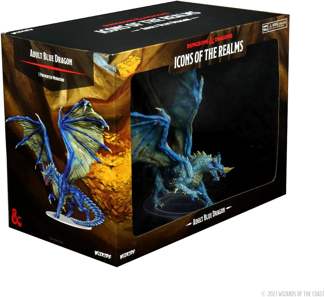 WizKids D&D Icons of The Realms: Blauer Drache für Erwachsene Figur | DnD Miniaturen Blau für Erwach
