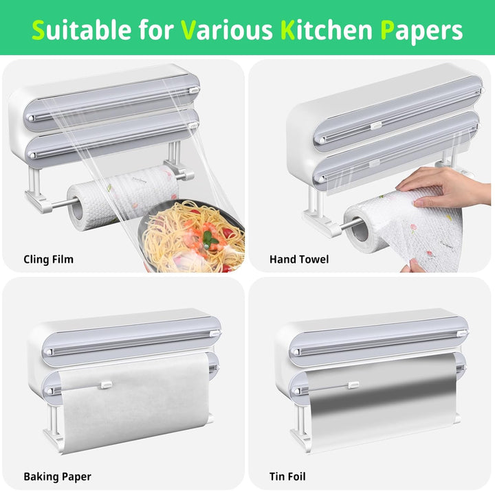 DBREAKS Wandrollenhalter Küche 3 Rollen, küchenrollenhalter magnetisch, Frischhaltefolie Schneider,