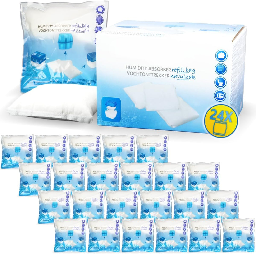 Stimo 24x Luftentfeuchter Nachfüllpack 400g Raumentfeuchter Feuchtigkeits-Stopper Granulat - Beutel