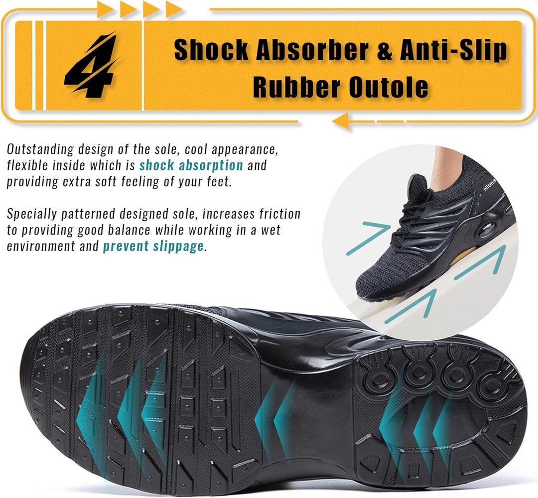 Hitmars Arbeitsschuhe Unisex Gr.36-47 Schwarz 44 EU, Schwarz 44 EU