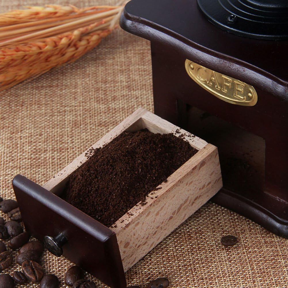 Manuelle Kaffeemühle Antike Gusseisen Handkurbel Kaffeemühle mit Schleifen ,Einstellungen & Catch Sc