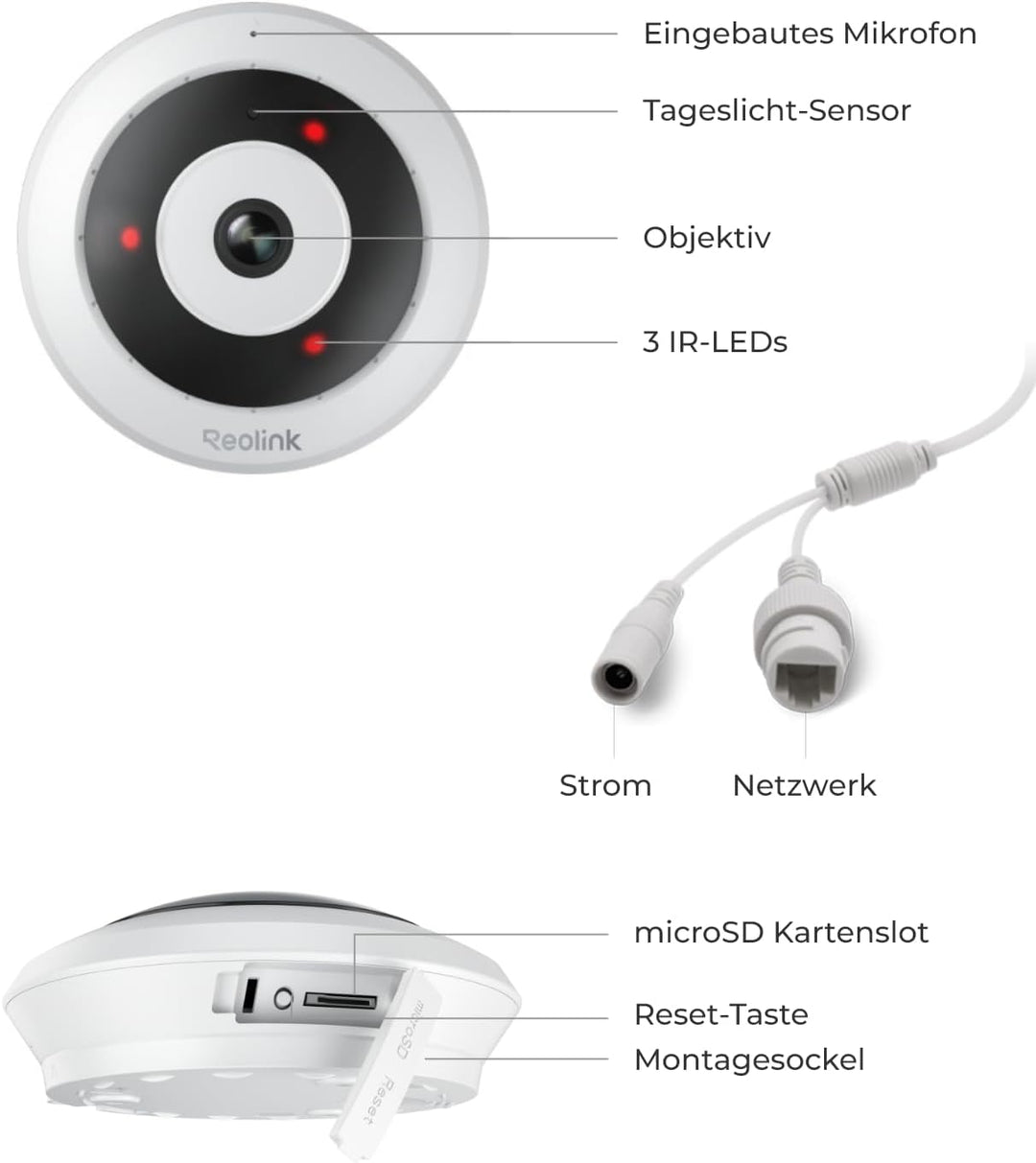 Reolink 6MP WLAN Überwachungskamera Innen, 360° Blick Panorama Fisheye Kamera mit 2,4/5 GHz WLAN, Pe