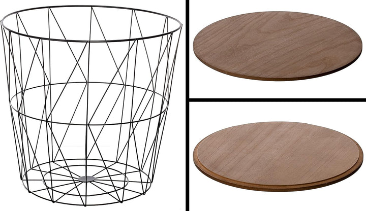 Brandsseller 3er Tischset Beistelltisch Couchtisch Ø 29 cm Ø 34 cm Ø 39,5 cm Gestell Schwarz - Holz