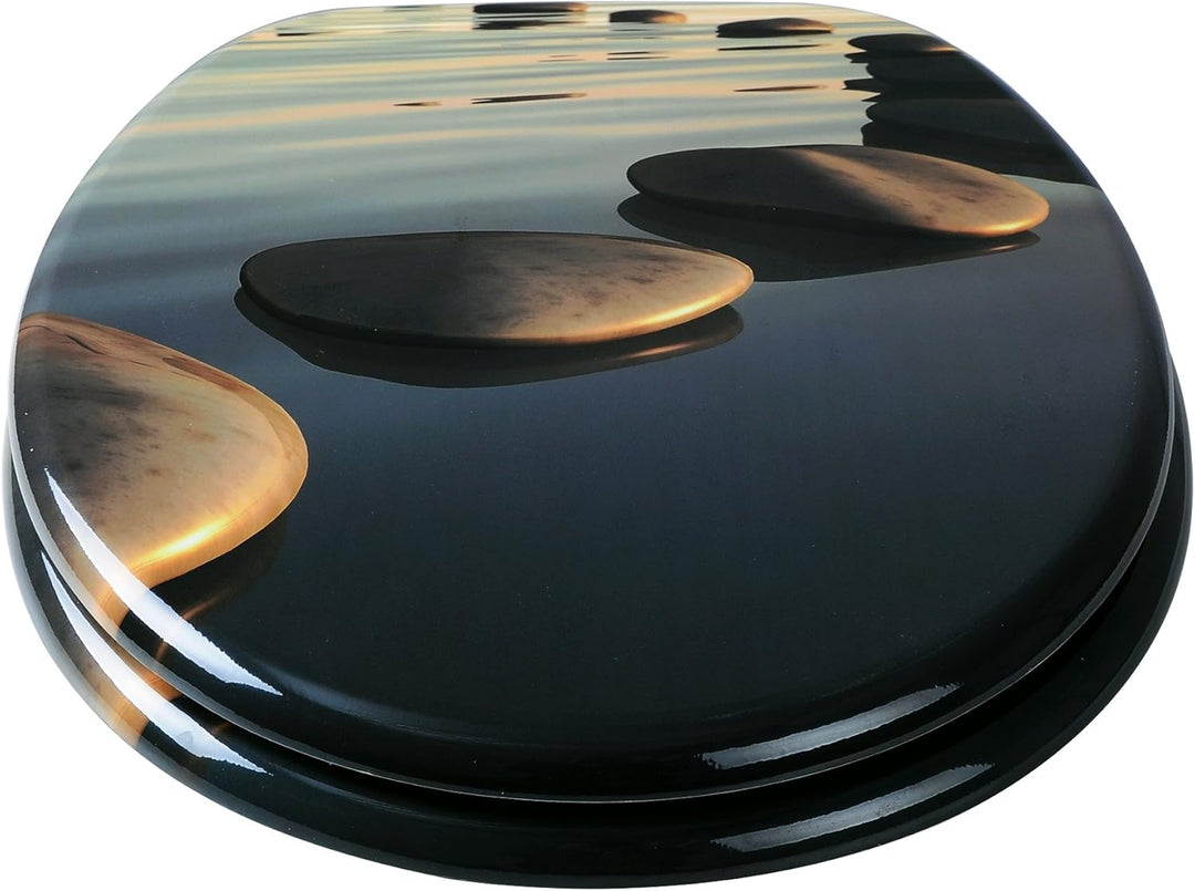 WOLTU #2 Premium WC-Sitz Toilettensitz mit Absenkautomatik, MDF Holzkern, Softclose Scharnier, Antib