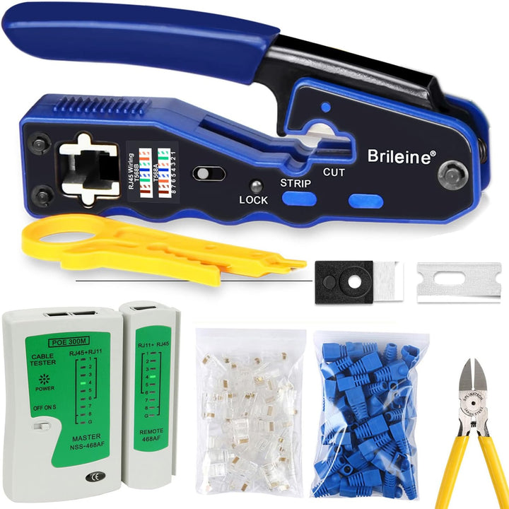 Brileine RJ45 Crimpwerkzeug-Set Cat5e Cat6 Crimpwerkzeug-Set Crimper Kit 6, Crimper Kit 6