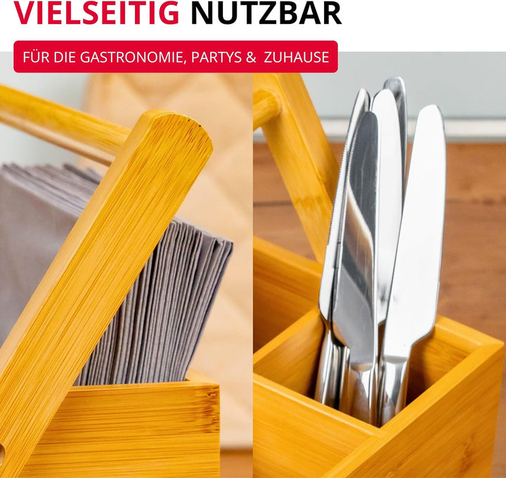 Westmark Küchen-Organizer/Tischbutler, 4 Fächer, mit Tragegriff, Masse: 28 x 15 x 22 cm, Bambus, Tap