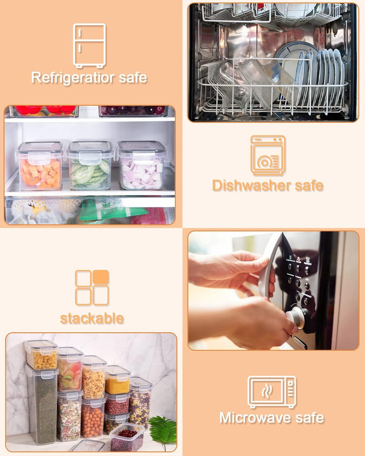 25er Vorratsdosen Set(9x0.8L+6x1.4L+5x2L+5x2.8L)Luftdicht Vorratsbehalter mit Deckel Aufbewahrungsbo