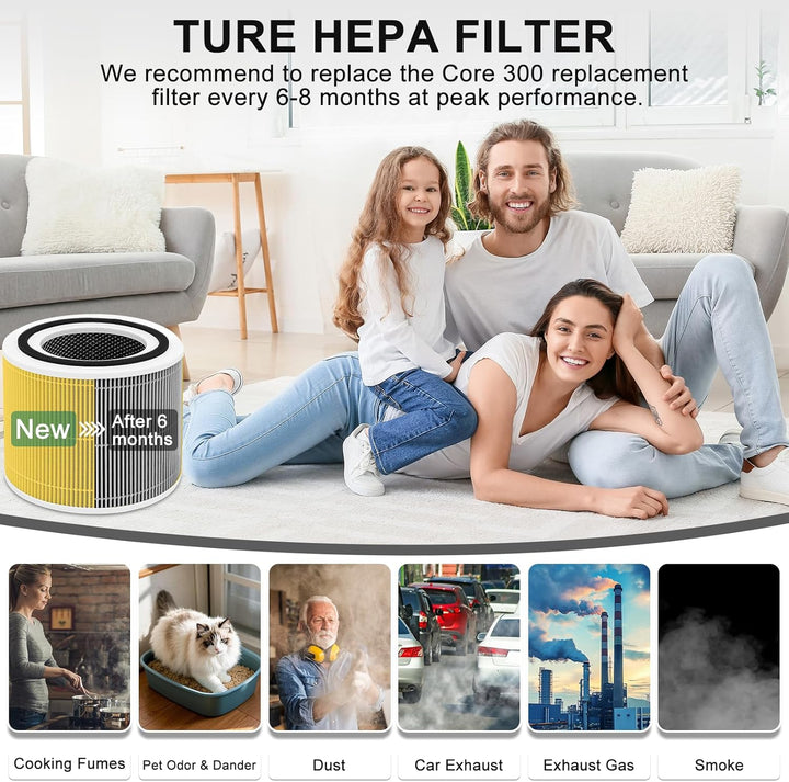 Laukowind Luftreiniger für Levoit Core 300 und Core300S Allgemeiner und Haustierallergie-Ersatzfilte