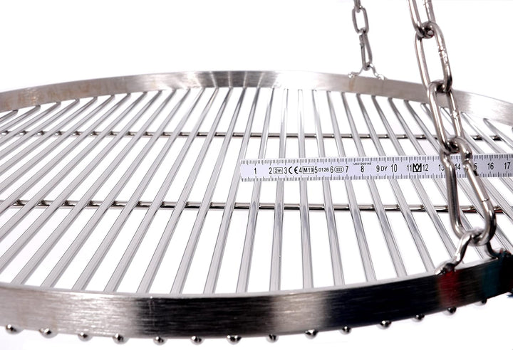 Grillrost Ø 70 cm mit Kette Edelstahl 6 mm Grillstabdicke/Stababstand 10 mm für Schwenkgrill BBQ Dre