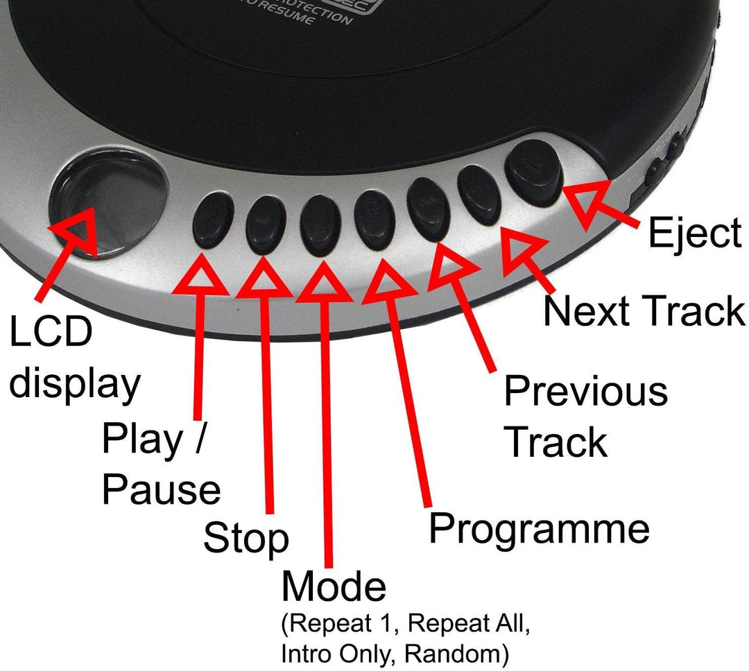 Denver DMP-389 tragbarer MP3/CD Player schwarz mit Anti-Schock Single, mit Anti-Schock Single