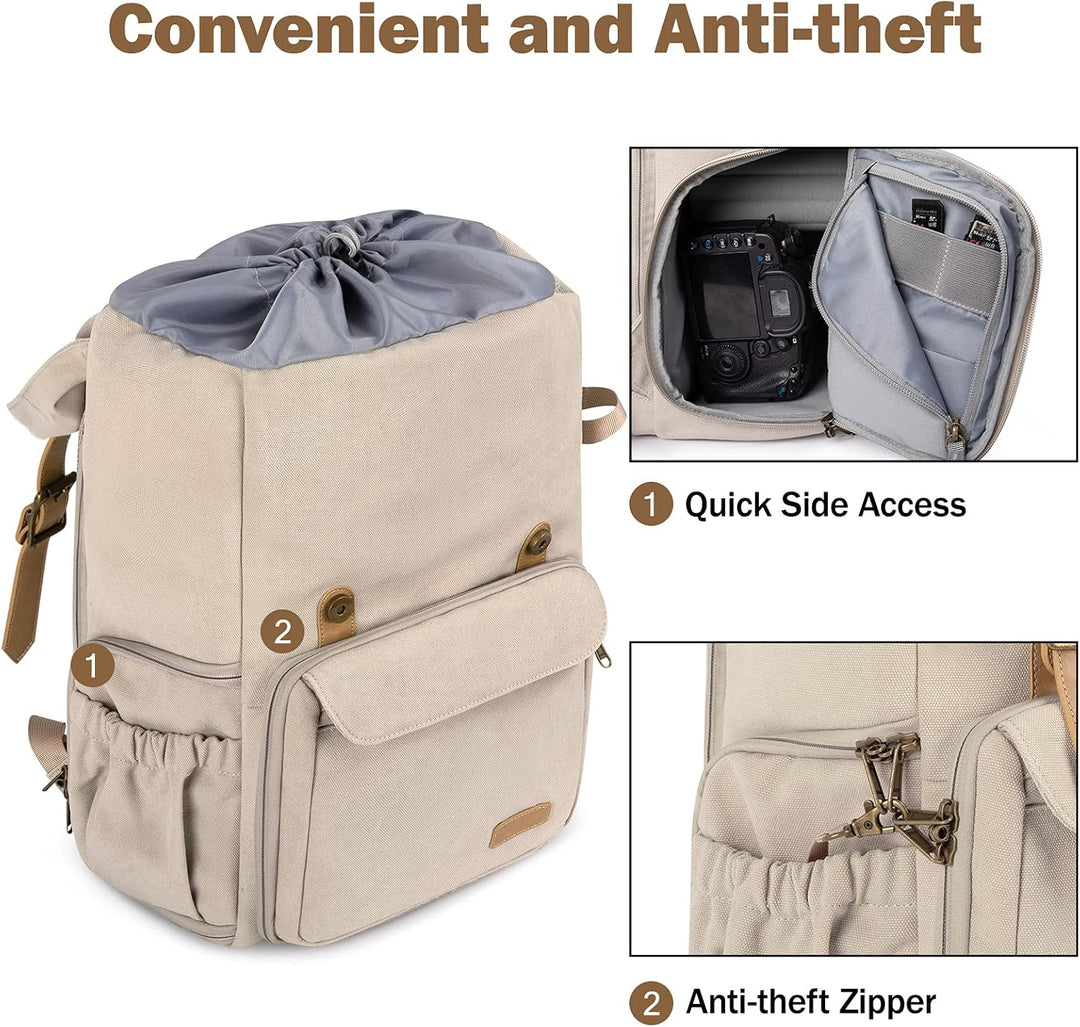 bagsmart Fotorucksack DSLR Kamerarucksack Canvas Diebstahlsicher Wasserabweisend mit Regenschutz 15