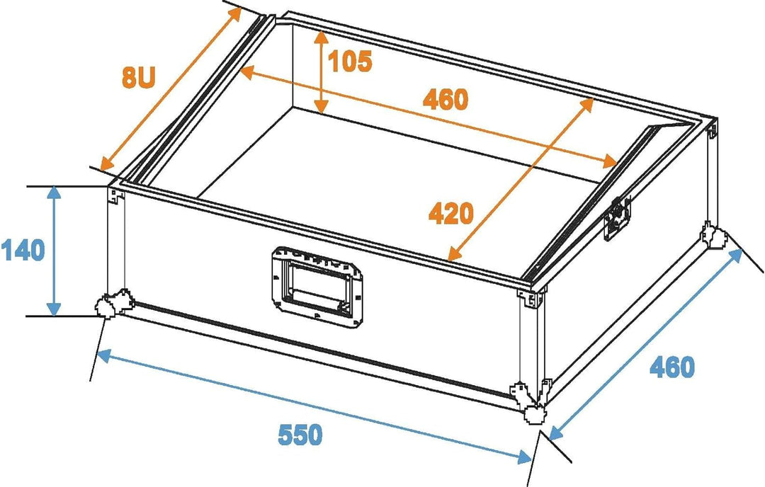 ROADINGER Mixer-Case Profi MCB-19, schräg, sw, 8HE | Flightcase für 483-mm-Geräte (19")