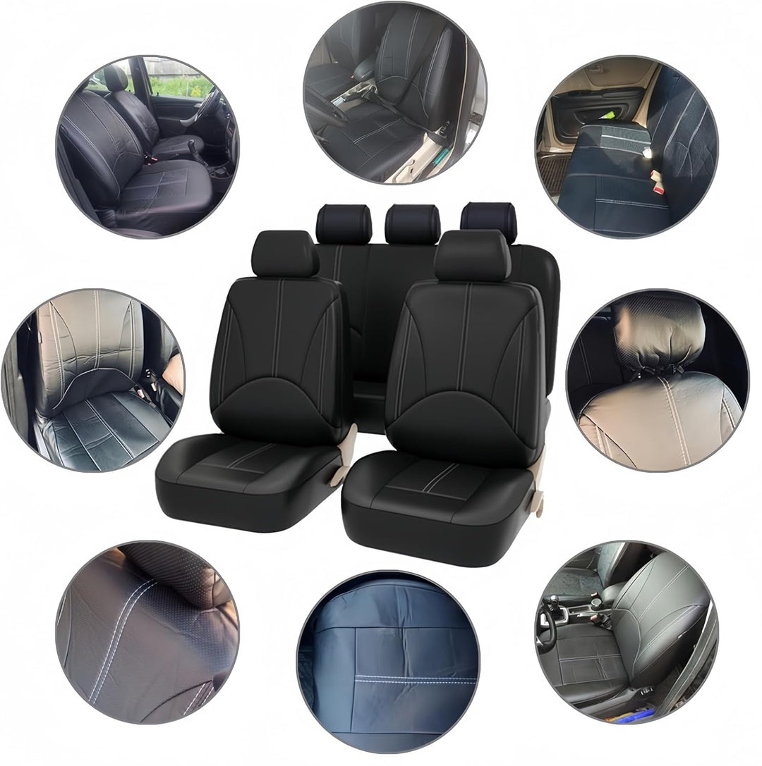 AUTO HIGH Auto-Sitzbezüge Set Universal - Schwarz Auto-Schonbezüge für die Vordersitze & Rückbank mi