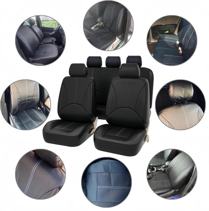 AUTO HIGH Auto-Sitzbezüge Set Universal - Schwarz Auto-Schonbezüge für die Vordersitze & Rückbank mi