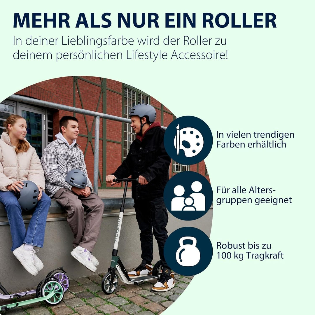 HUDORA BigWheel® 205 Advanced Scooter - Komfortabler Aluminium-Roller für bis zu 100kg - Höhenverste