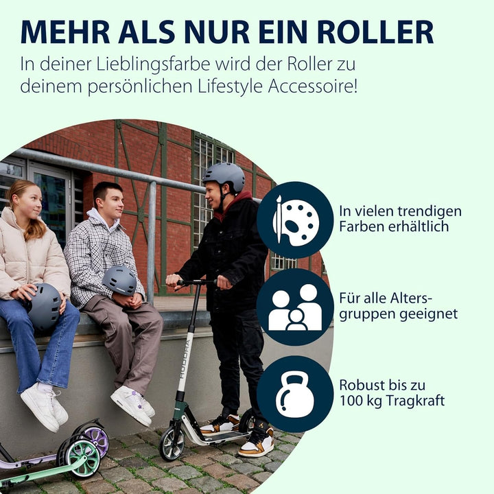 HUDORA BigWheel® 205 Advanced Scooter - Komfortabler Aluminium-Roller für bis zu 100kg - Höhenverste