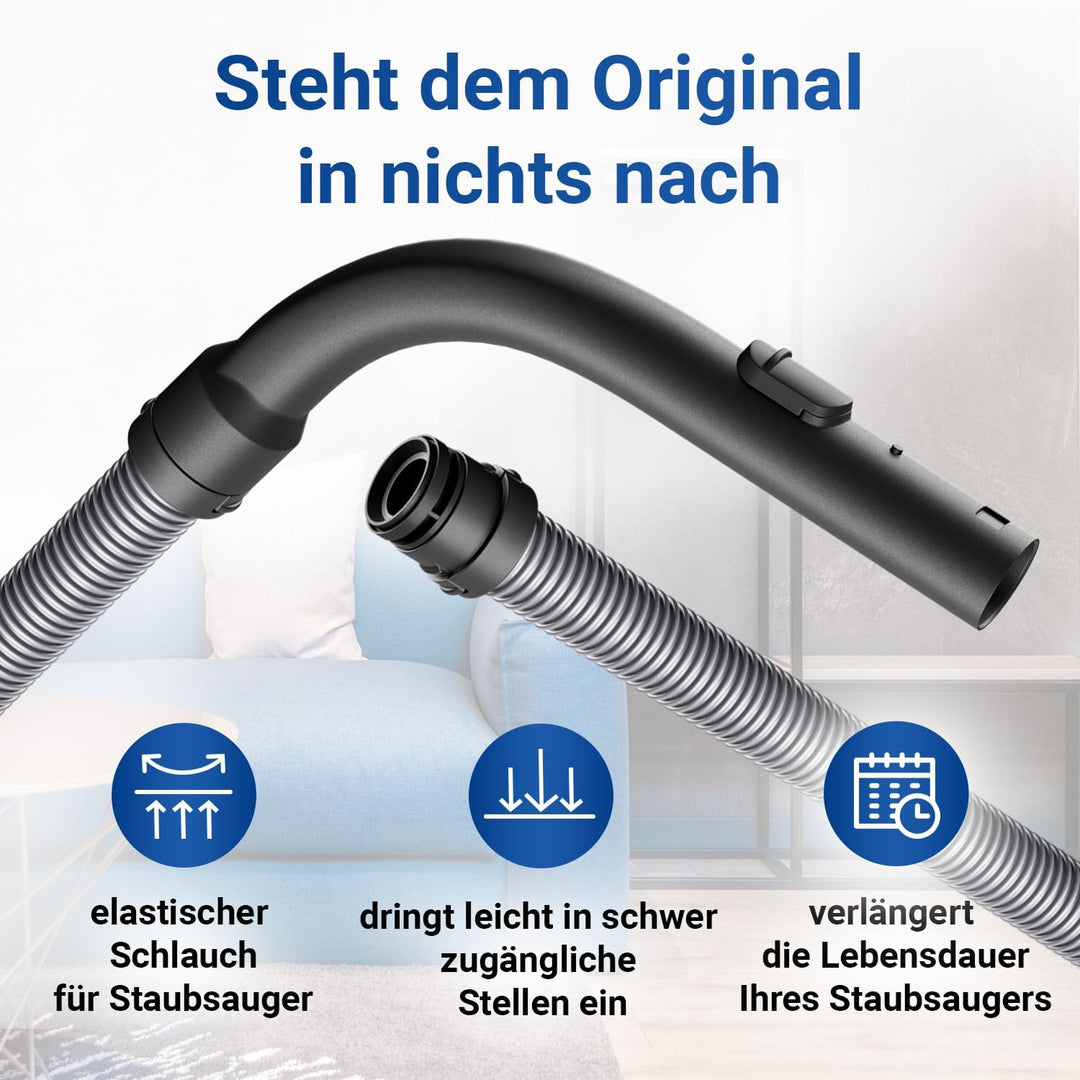 VIOKS Staubsaugerschlauch 1,8m mit Geräteanschluss und Handgriff Ersatz für Miеle Staubsaugerschlauc