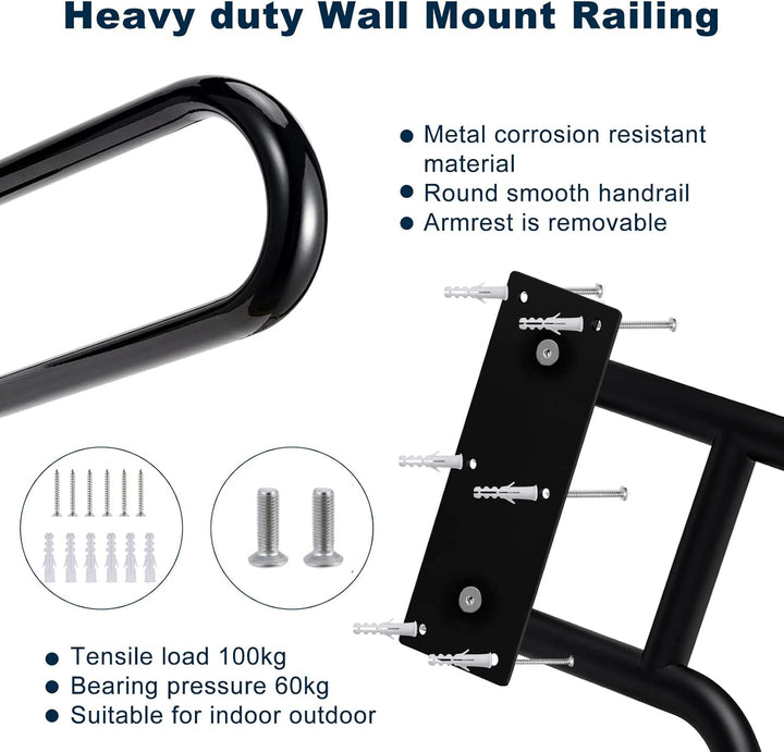 Treppe Handläufe, Edelstahl Treppengeländer Handlauf mit Beschlägen für 1-5 Stufen, Hochbelastbare H