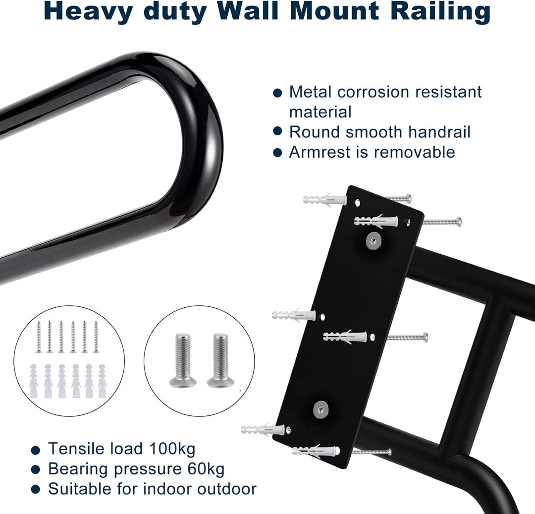 Treppe Handläufe, Edelstahl Treppengeländer Handlauf mit Beschlägen für 1-5 Stufen, Hochbelastbare H