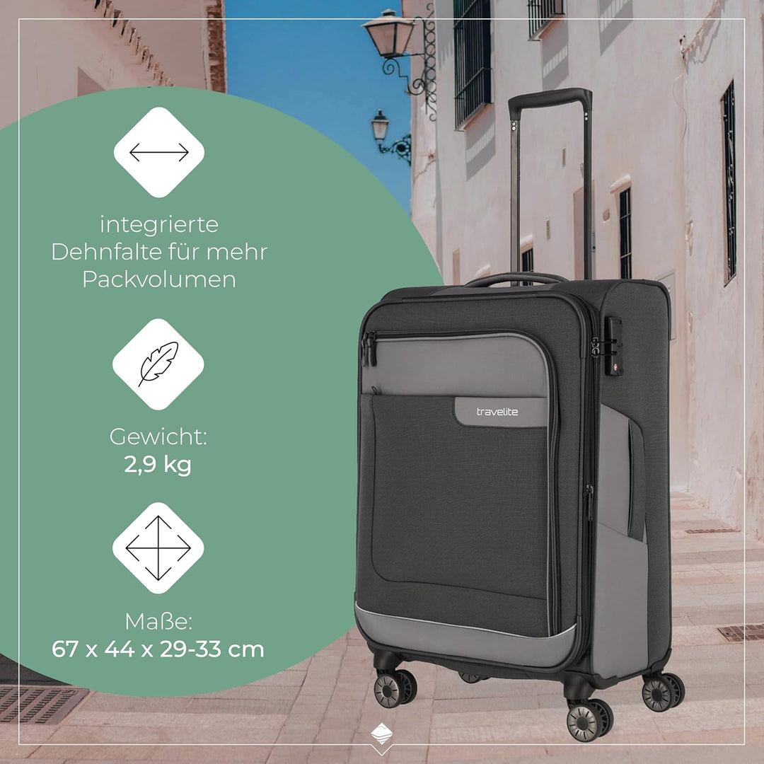 TRAVELITE VIIA 4w Trolley M, Schiefer UNISEX ONE SIZE Trolley M erw. (67 cm) Schiefer (Grau), Trolle