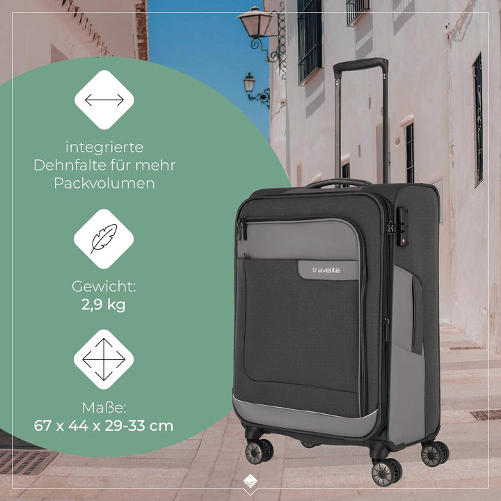 TRAVELITE VIIA 4w Trolley M, Schiefer UNISEX ONE SIZE Trolley M erw. (67 cm) Schiefer (Grau), Trolle
