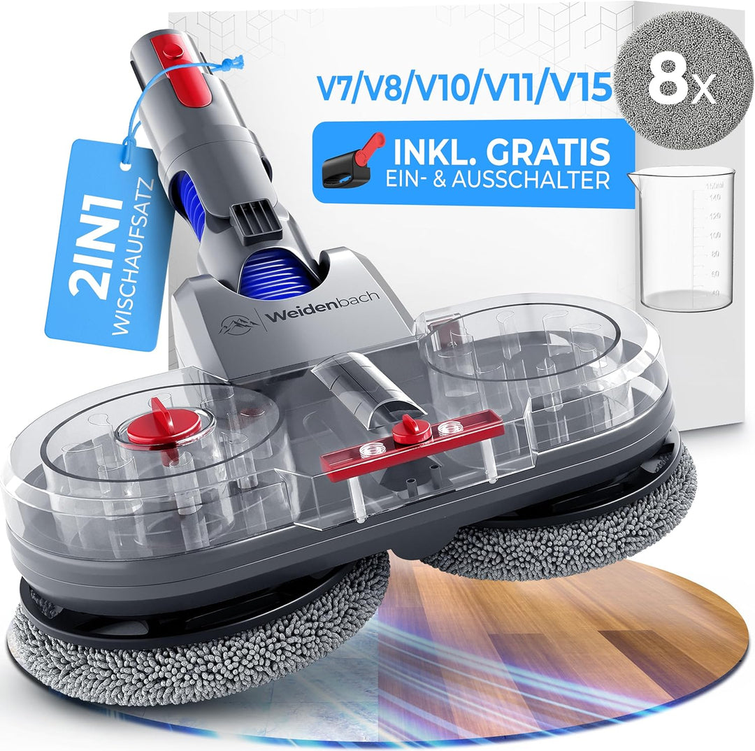 Weidenbach Wischaufsatz fΓΌr Dyson V7/V8/V10/V11/V15/Gen5 - elektrisch Staubsauger - Wischmop Aufsatz