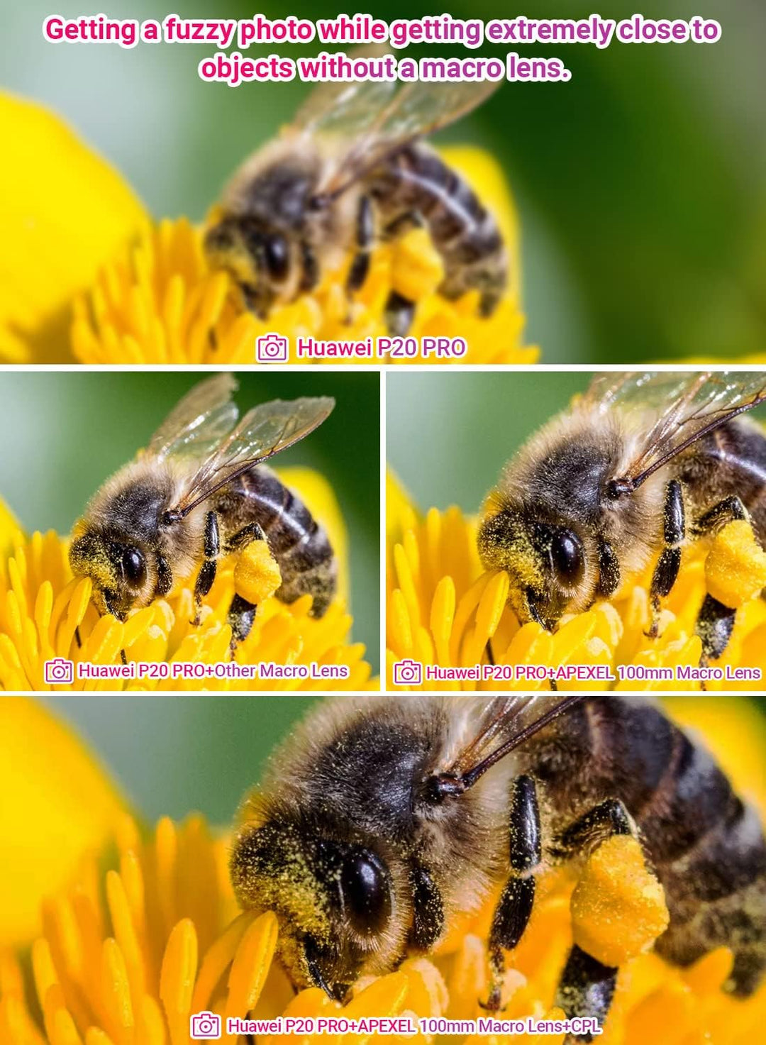 APEXEL Makro-Objektiv für iPhone 14 Pro, 100 mm Handyobjektiv + CPL-Filter, Makro-Objektivaufsatz fü
