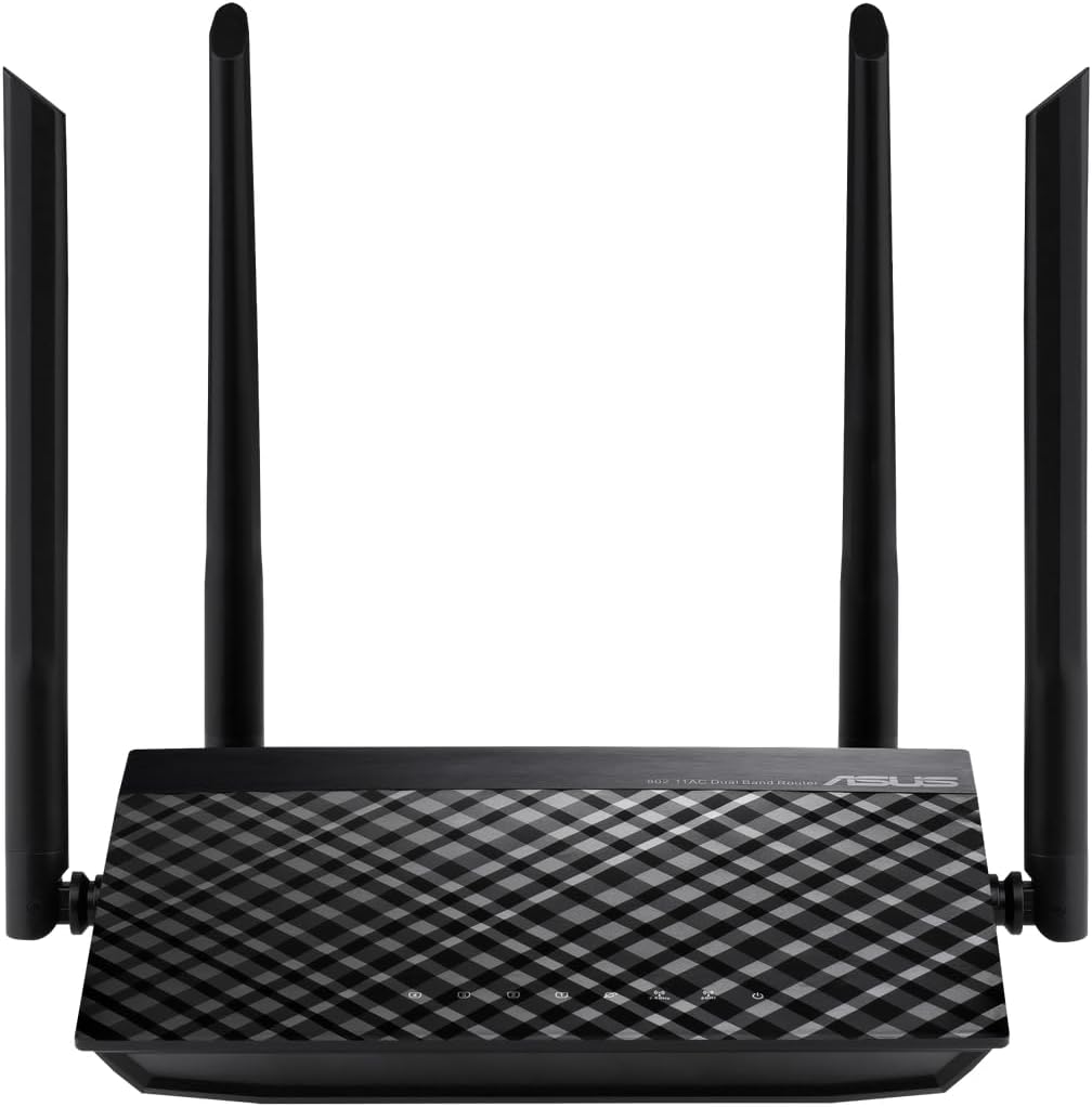 ASUS RT-AC1200 V2 Router (WiFi 5 AC1200 MIMO, 4x Fast Ethernet LAN, App Steuerung, DFS, IPv6) RT-AC1