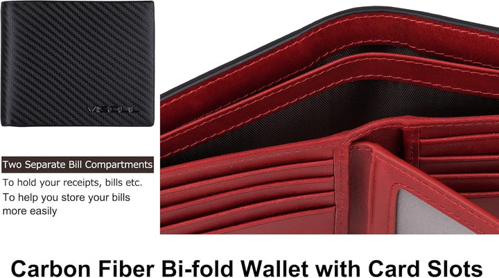 VISOUL Leder Geldbörse Herren mit ID-Fenster & RFID Schutz I Echtleder Geldbeutel für Männer I Porte