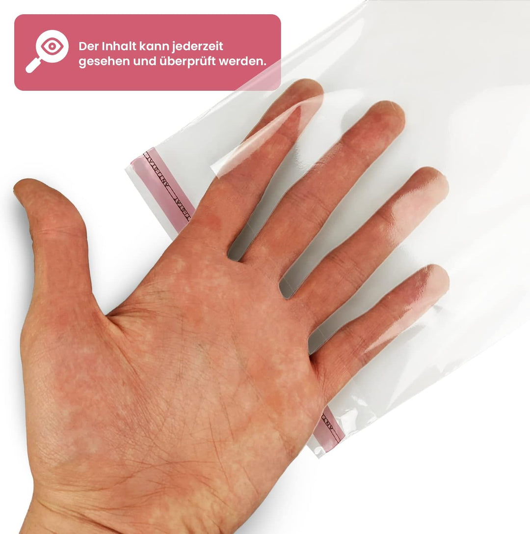 Netuno 500 Flachbeutel Hochglanz 20x30 cm mit Klappe 3cm Peel & Seal PP Tütchen selbstklebend Plasti