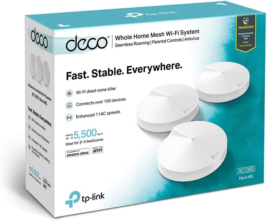 TP-Link Deco M5 Mesh WLAN AC1300 Dualband Heimnetz Komplettlösung (Geschwindigkeit bis zu 1267Mbit/s
