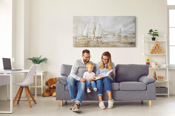 YS-Art Abstrakt Acryl Gemälde auf Leinwand Sonnenblendung handgemalt Wandbilder Wohnzimmer modern Wo