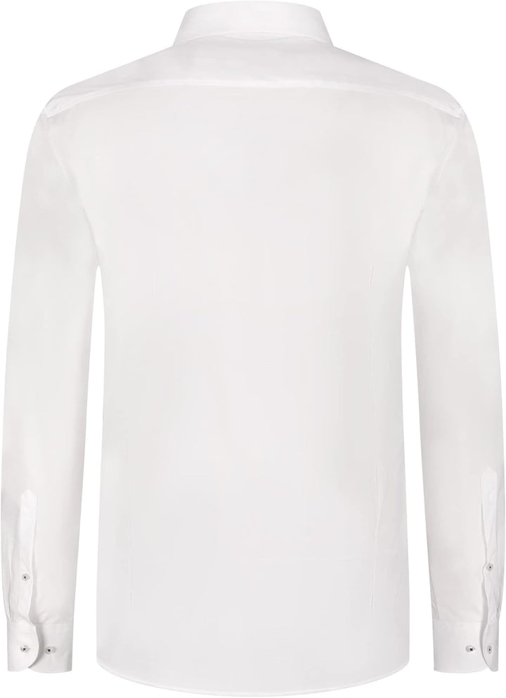 OLYMP Herren Businesshemd Langarm Level Five,Einfarbig,Body fit,Royal Kent 44 Weiss 00, 44 Weiss 00