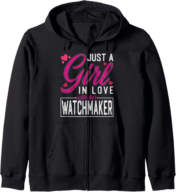Girl in Love with Her Watchmaker- Funny Watchmaker's Wife Kapuzenjacke