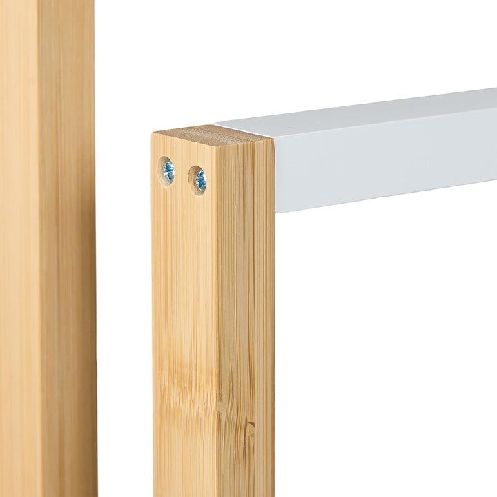 Relaxdays Handtuchhalter, 4 versetzte Stangen, Bambus Handtuchständer, HBT: 82 x 55 x 31 cm, Bad Tuc