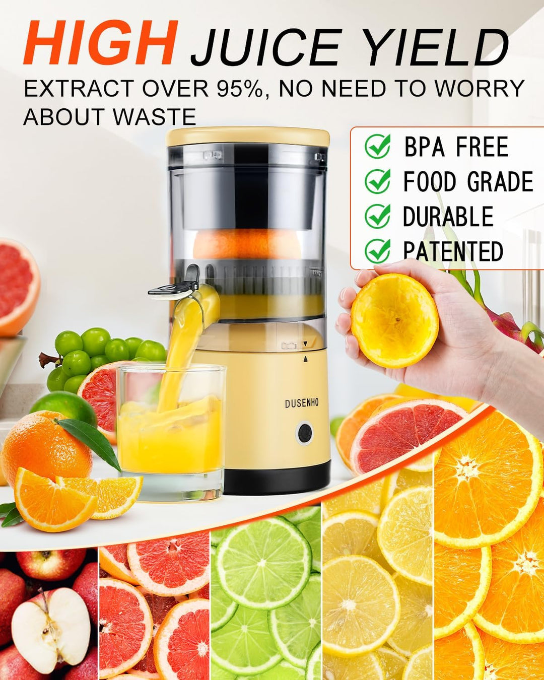 Zitronenpresse Elektrisch Orangenpresse Saftpresse Elektrisch Zitruspresse Tragbare USB-Aufladung Ju