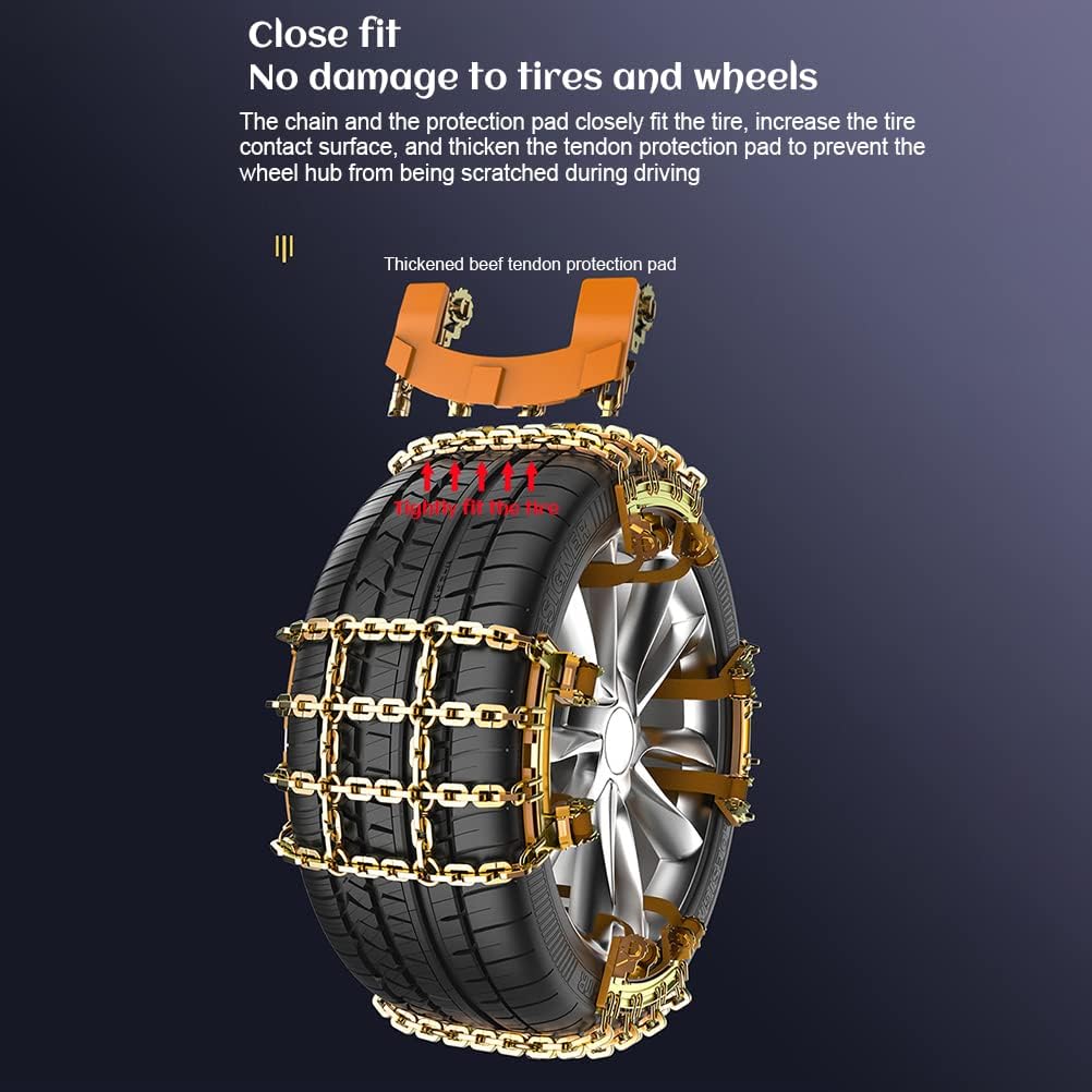 Schneeketten, Auto-Anti-Rutsch-Reifenketten, universelles Edelstahl-Schneeketten-Set, verstellbare r