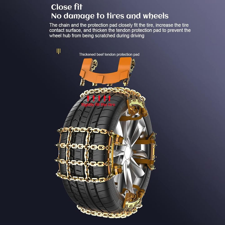 Schneeketten, Auto-Anti-Rutsch-Reifenketten, universelles Edelstahl-Schneeketten-Set, verstellbare r