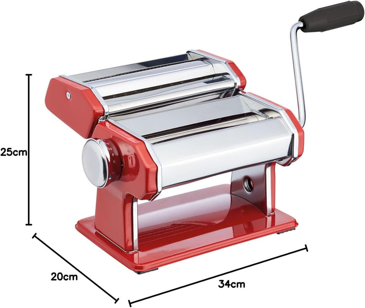 KitchenCraft World of Flavors World of Flavours Nudelausrollmaschine aus Edelstahl-Rot, Edelsthal, 1