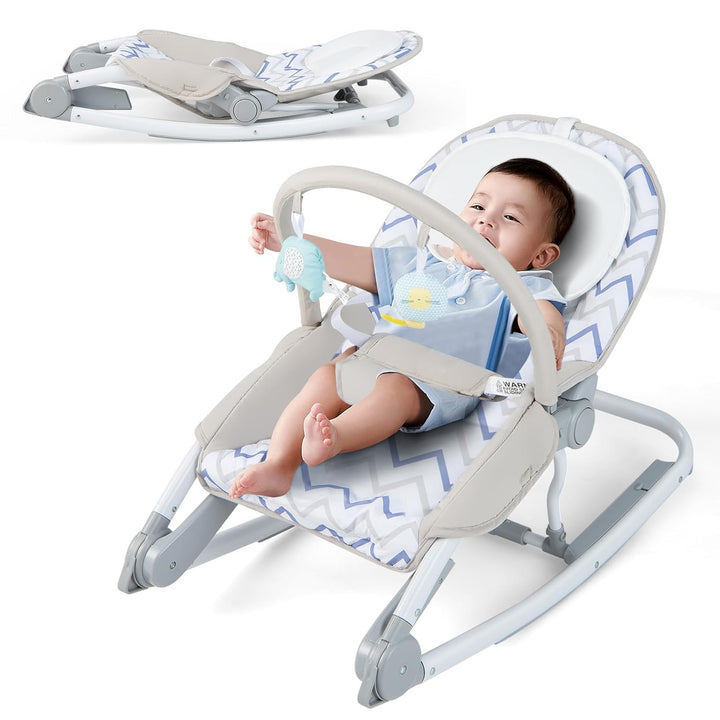 COSTWAY 2 in 1 Babywippe klappbar, tragbare Babyschaukel mit 3-stufig verstellbarer Rückenlehne & ab