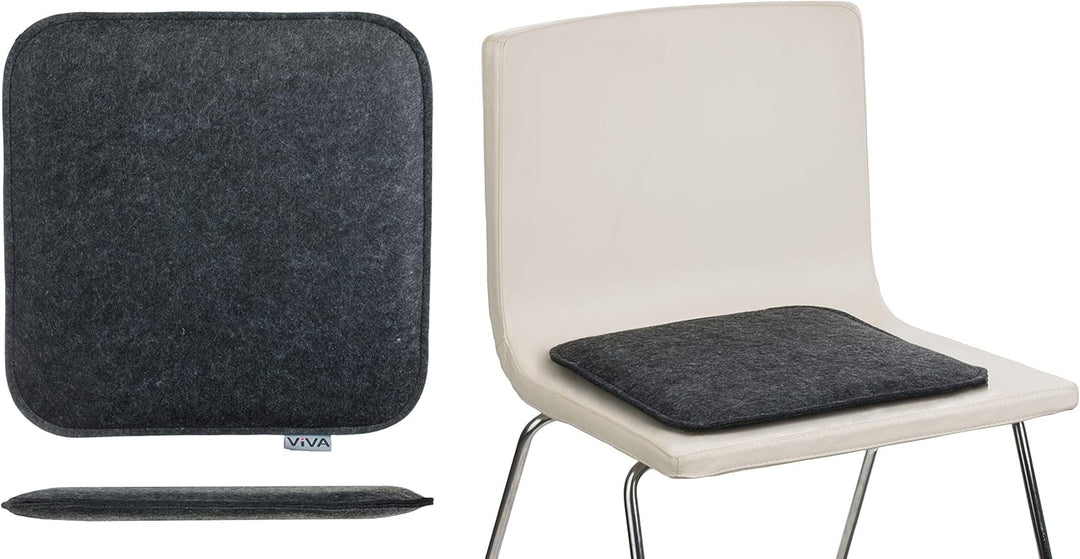 Brandsseller Sitzkissen Filz Eckig 8er Set 35x35x2 cm Stuhlkissen Sitzpolster Auflagen Anthrazit, An