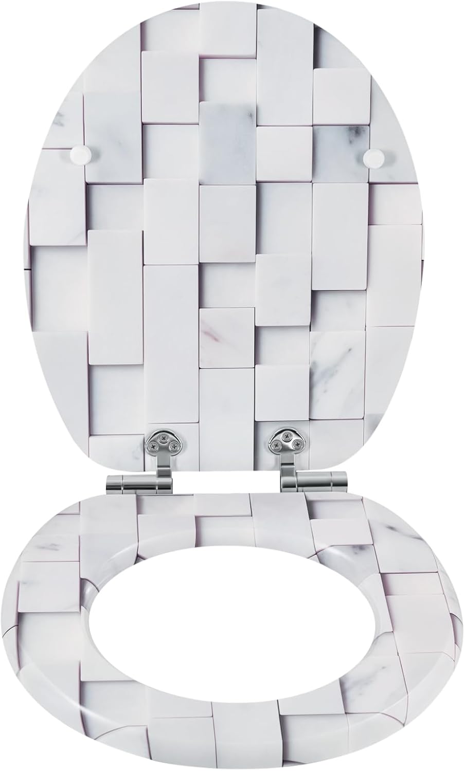 WOLTU Toilettendeckel mit Absenkautomatik, WC Sitz O Form, Klodeckel mit Mosaik-Motiv, Klobrille Toi