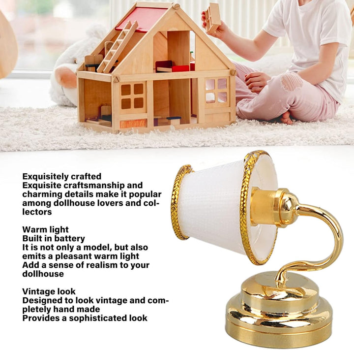 Miniatur-Wandlampe aus Metall für Puppenhaus, Mini-LED, warm, Wandleuchte, für Puppenhaus-Dekoration