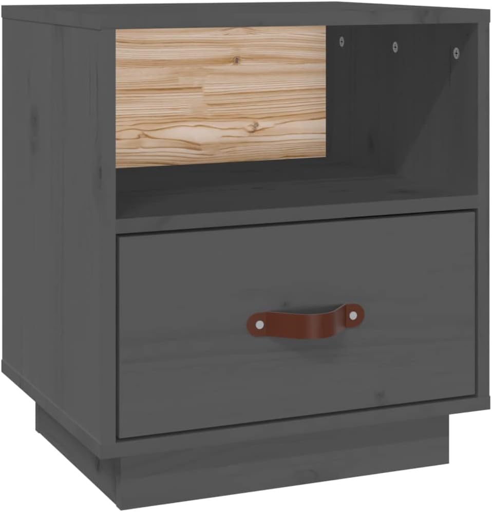 FIRBNUS Bedside Table Nachtkonsole Beistelltisch mit Stauraum Night Stand Nachttisch Grau 40x34x45 c