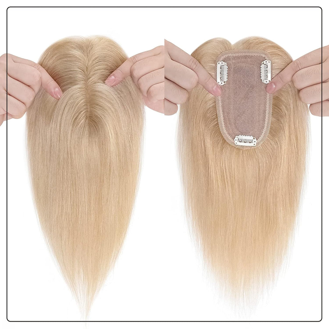 Silk-co Clip in Extension Echthaar Topeer Echthaar Haarteile Echthaar Toupet Haarverlängerung mit Fr