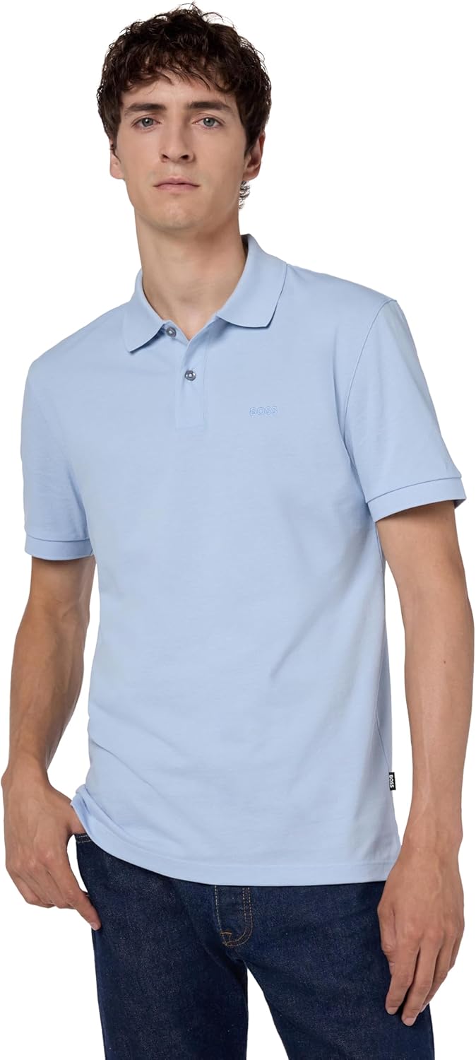BOSS Herren Pallas Short Sleeve Polo Shirt Poloshirt L Dusty Blue, L Dusty Blue