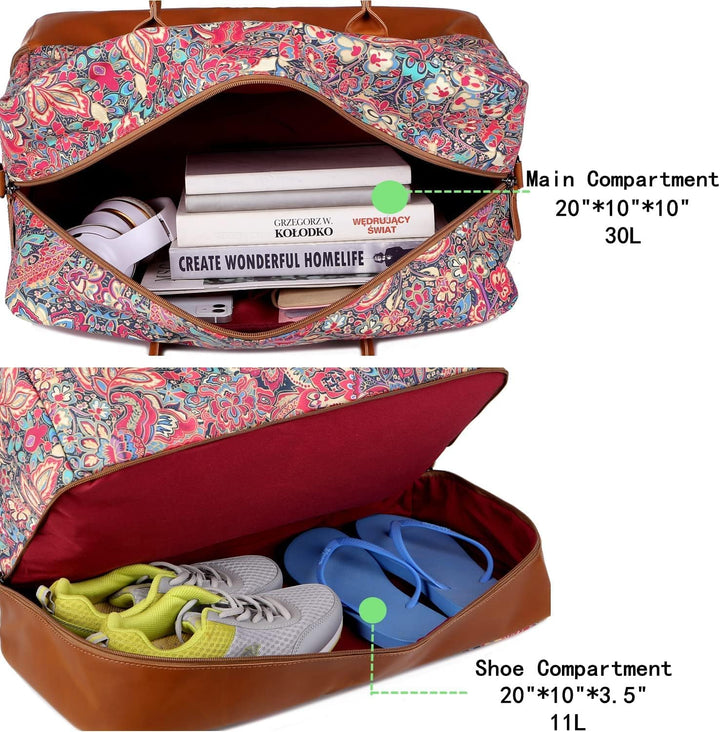 Travel Duffel Weekender Reisetasche Handgepäck Wochenendtasche mit Schuhfach für Damen HB-10 (HS), H