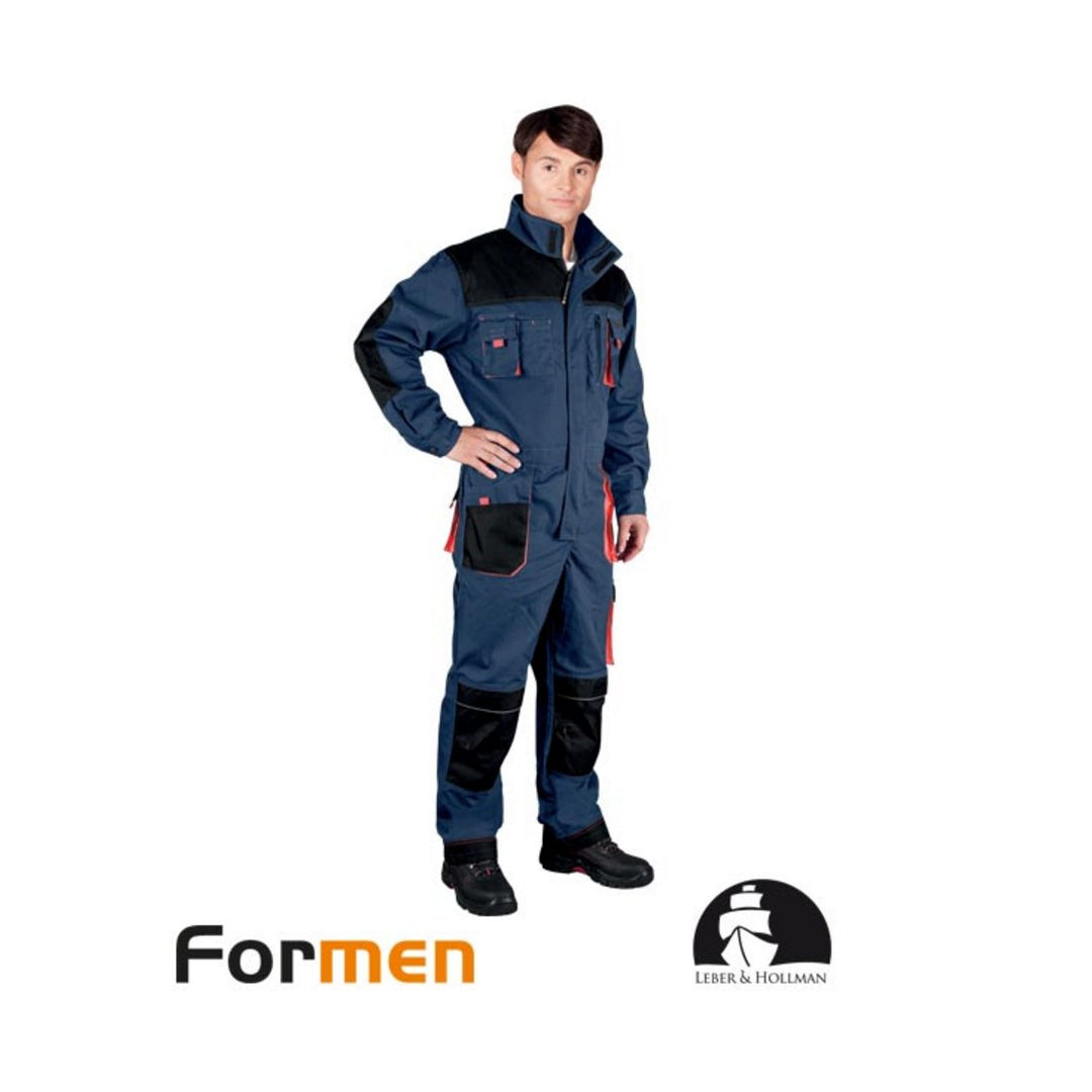 Leber&Hollman Herren Overall LH-FMN-O, 65% Baumwolle, 35% Polyester, 270 g/m2, Hochkragen, 2-Wege-Re
