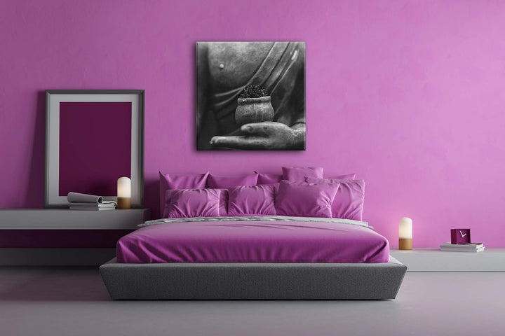 deyoli Meditierende Buddha Statue Format: 70x70 Effekt: Schwarz&Weiss als Leinwandbild, Motiv auf Ec